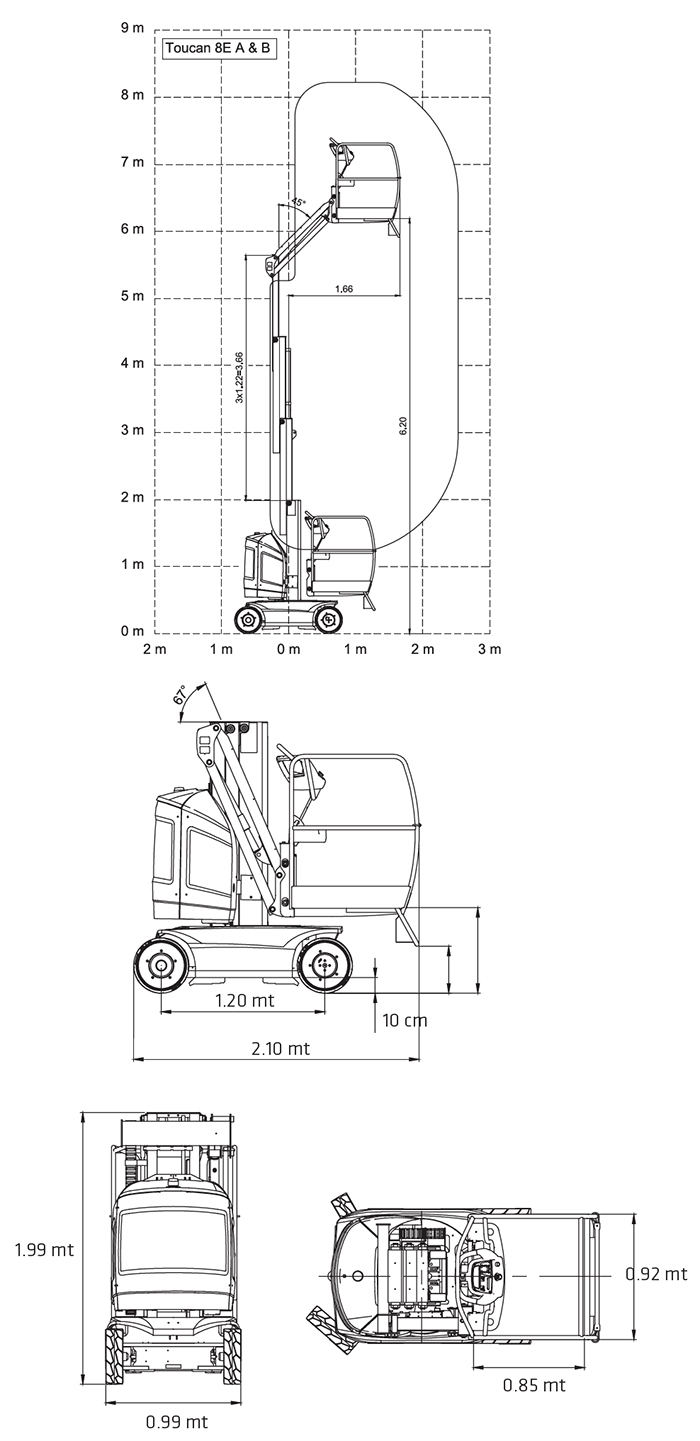 Piattaforma Semovente Verticale Elettrica con Braccio VEB 8 JL - TOUCAN 8E